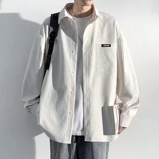 2025字母长袖衬衫日系港风ins宽松衬衣男生夏季潮流百搭休闲外套
