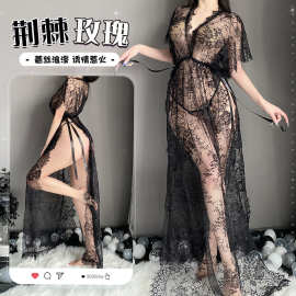 性感情趣内衣纯欲诱惑睡衣套装蕾丝透明长款睡裙床上免脱套装2139