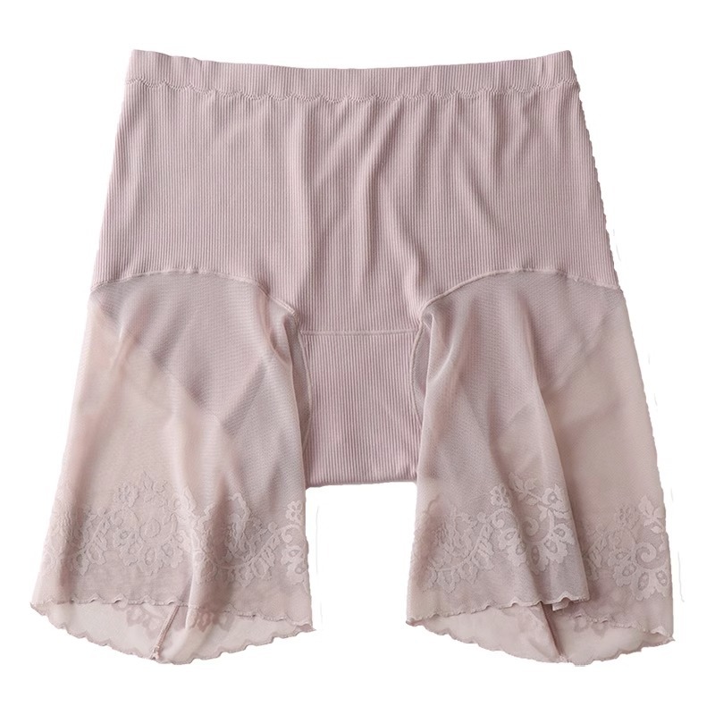Plus Size Women's Safety Pants 100kg Summer Anti-Exposure Lace Mid-High Waist Extended Knee-Length Pants Wholesale with Crotch Lining