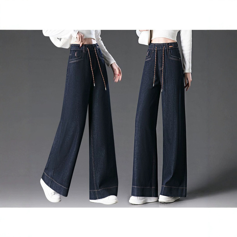 Summer 2025 New Washed Denim Torre Pants Ethnic Style Embroidered Bloomers Large Edition Wide Leg Cropped Pants