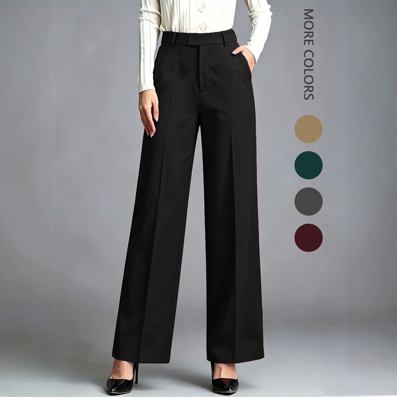 2026 Summer New Style European and American Cross-Border Amazon Workplace Commuting Straight High-Waisted Drapey Trousers Wholesale 2026 Summer New Style European and American Cross-Border Amazon Workplace Commuting Straight High-Waisted Drapey Trousers Wholesale