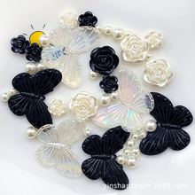 复古风格配件ABS蝴蝶仿珍珠巴洛克风格配件手机壳装饰材料DIY配件