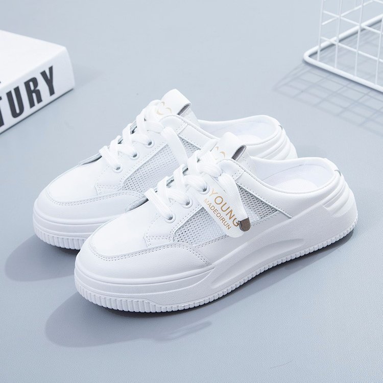 2025 nuevo verano medio zapatillas pequeñas zapatillas de mujer blancas perezosas in-mode zapatillas frías de moda suela gruesa image 2