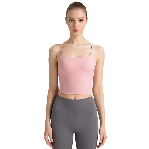 Better Lycra shock-proof yoga vest with chest pad fixed cup casual suspender fitness top sports bra bra