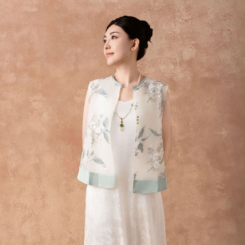 2025 New Chinese Style Round Neck High-End Vest Top Women's Summer Thin Artistic Retro Women's Vest