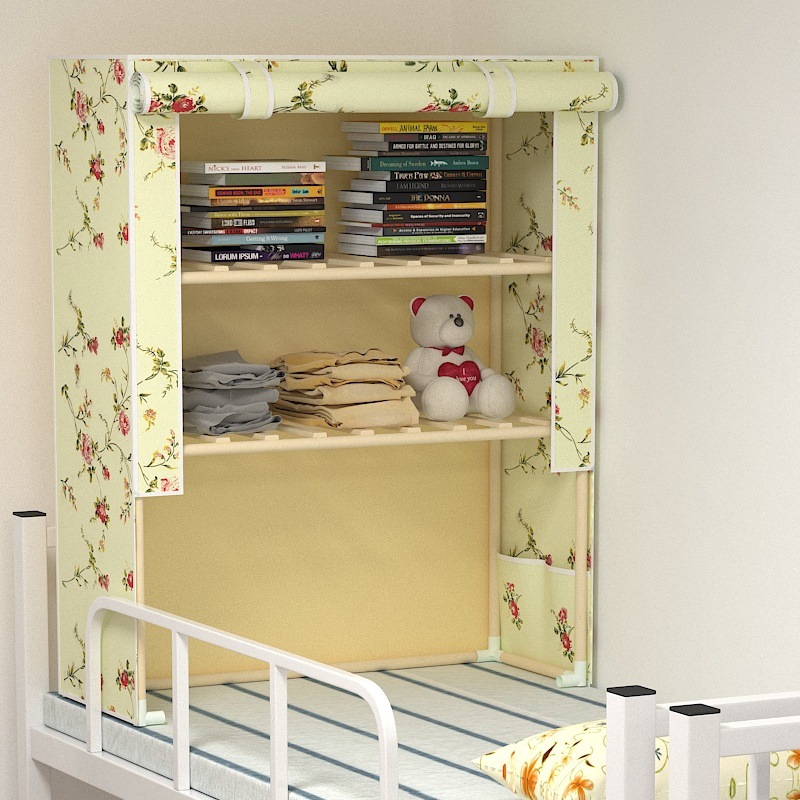 床上衣柜收纳柜宿舍上下铺床头神器大学生寝室简易实木置物架