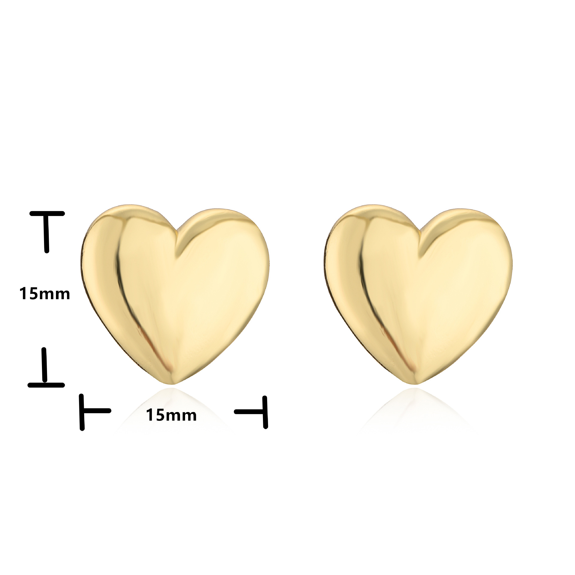 New Style Copper Inlaid Zircon 18k Gold Plated Heart Stud Earrings Necklace Opening Ring display picture 4