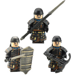 第三方古代军事头巾版陇右军士兵KP813-815积木人仔玩具跨境袋装