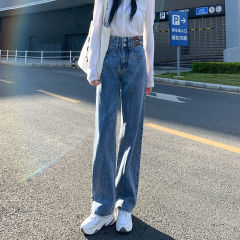 牛仔裤高腰阔腿女春秋季2023韩版宽松百搭休闲裤宽松垂感拖地裤子