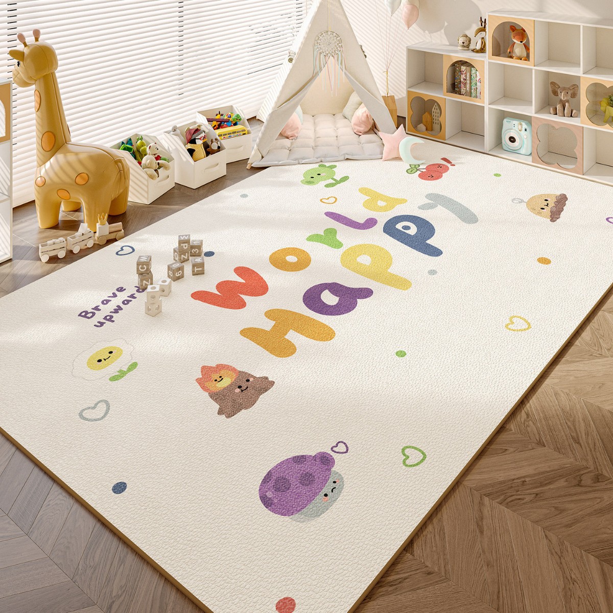 Modern and minimalistic non-slip carpet PVC, children's game mat for living room