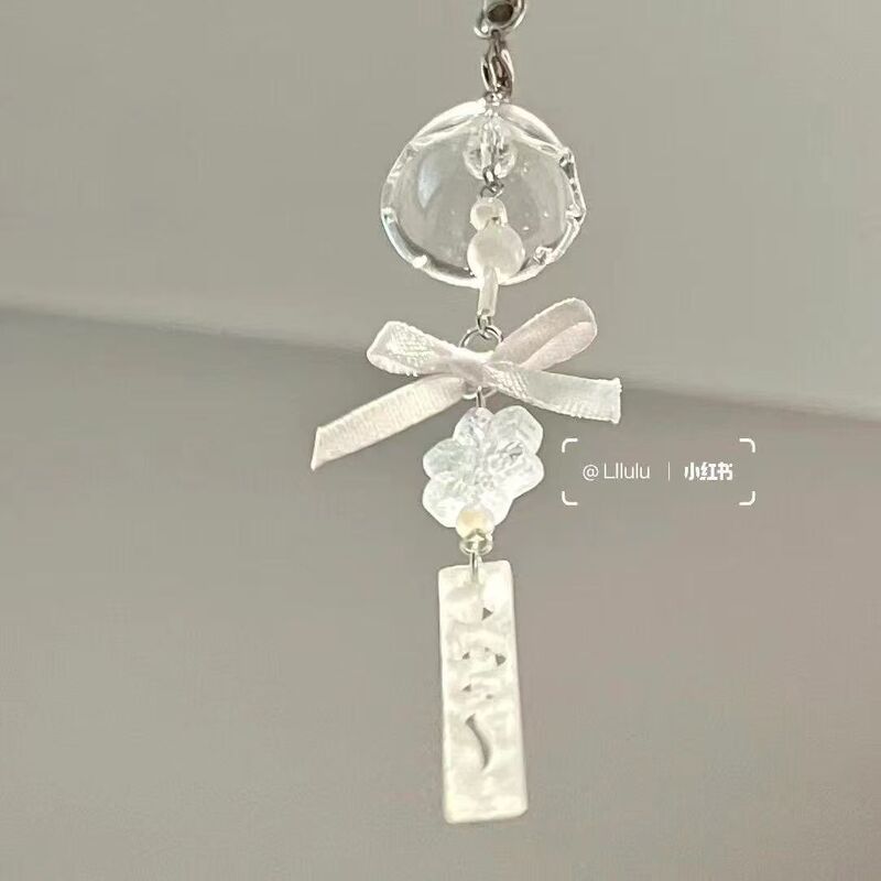 New Snowflake Transparent Wind Chime Handmade Hanging Chain Mobile Phone Chain Beaded Camera Pendant Cute Girly Style Pendant