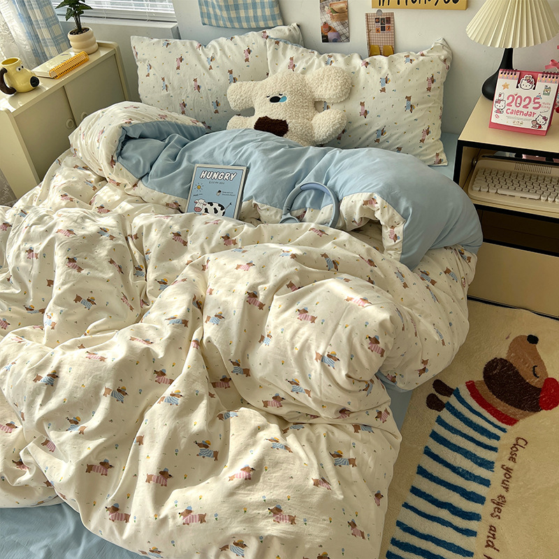 Cama de cuatro piezas de madres y bebés de clase A sábanas de algodón cubierta cama de dormitorio de estudiantes de tres piezas de cama