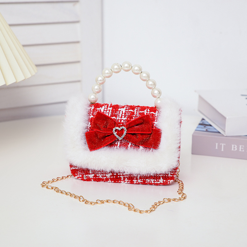 Bolsos infantiles, bolsos de arco de perlas, bolsos de mano, bolsos de Año Nuevo, bolsos de princesa de moda, bolsos de hombro