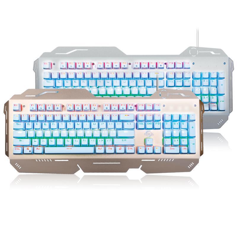 Real Mechanical Keyboard with Exquisite Dual-Color Injection Molding, Blue Switches, Luminous Metal, Weighted, and Replaceable Wired Keycaps