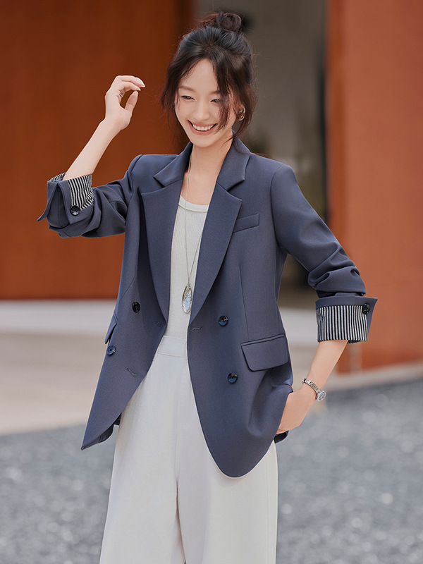 韩版休闲西装外套女早秋2025新款小众设计感宽松百搭免烫西服上衣|undefined