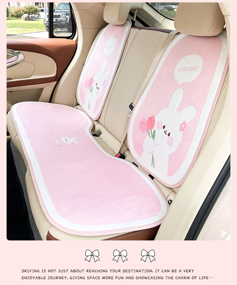 Cartoon bunny plush car seat cushion autumn and winter car warm and comfortable non-slip cushion cute car seat cover