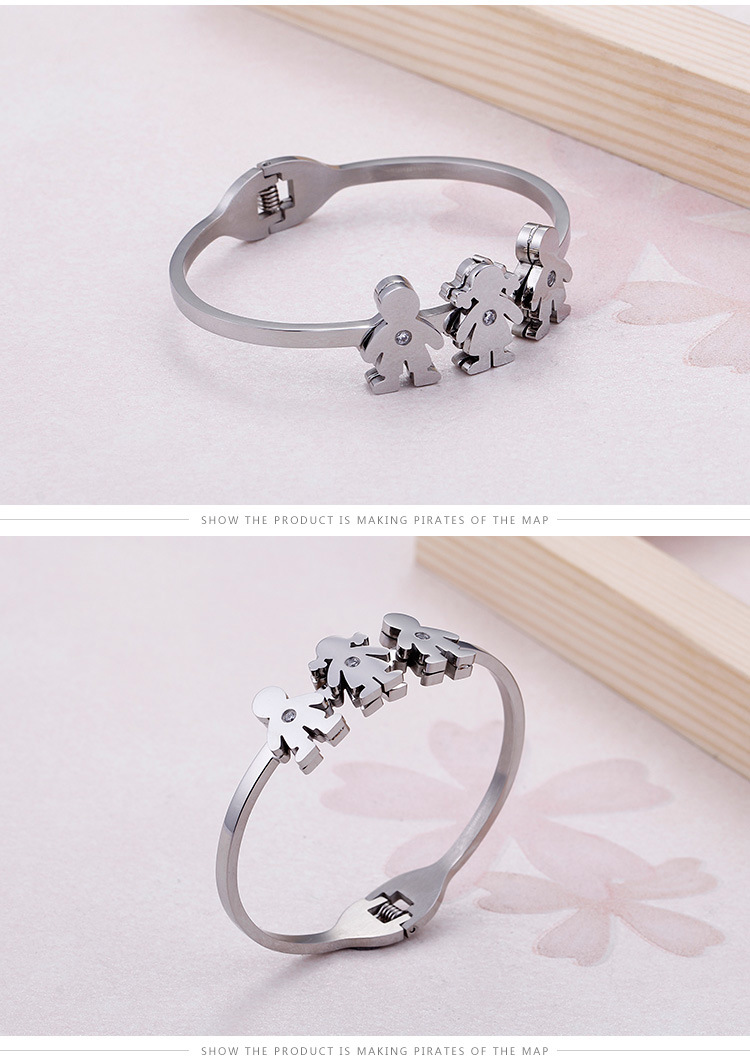 304 Stainless Steel Chain Material Daily Occasion 304 Stainless Steel Material PVD Coated 18K Gold Plated Cartoon Character 304 Stainless Steel Simple Style Waterproof Non Tarnish 304 Stainless Steel Bangle