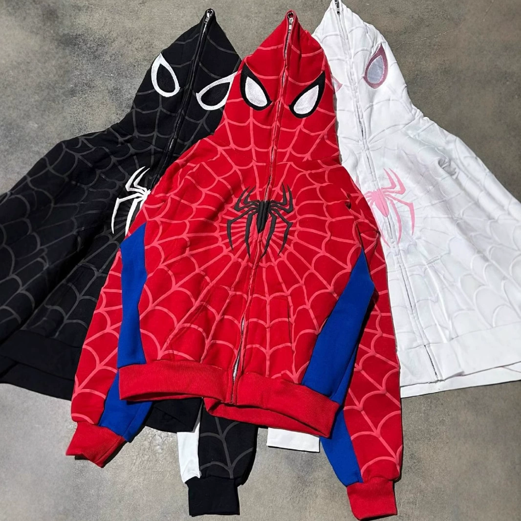 Европейский и американский трансграничный новый готический темно-черный паук с принтом кардиган с капюшоном