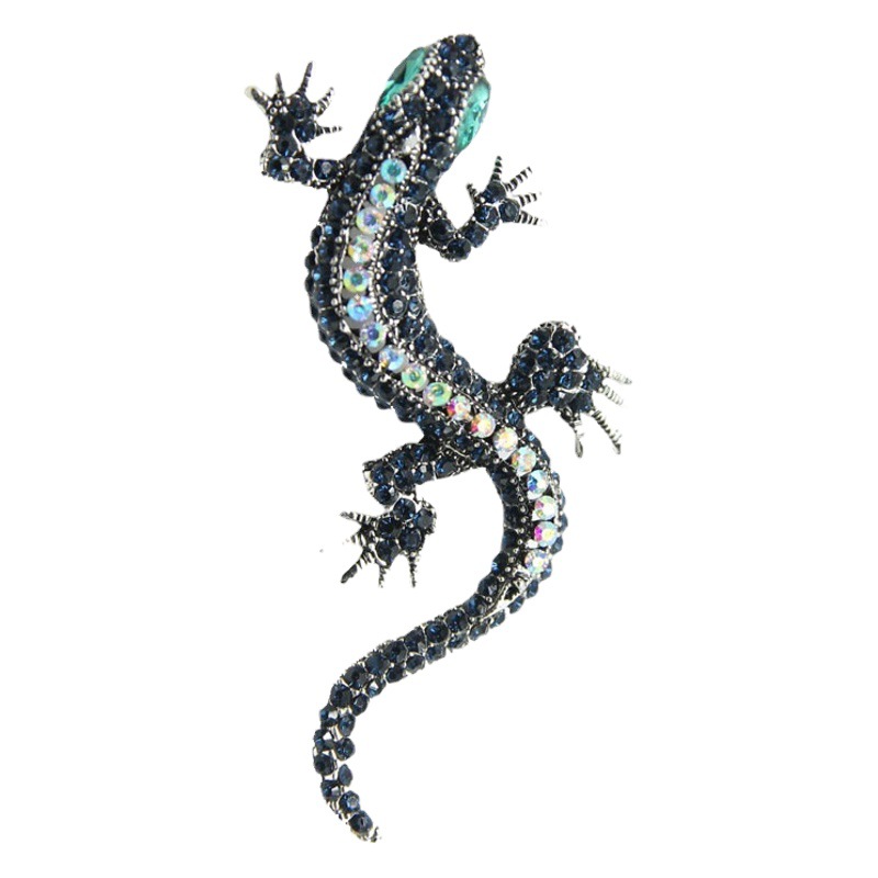 Europeo y americano retro personalizado lagarto Gecko broche pin electrochapado plata antigua animal ramillete collar pin ropa joyería para hombres y mujeres
