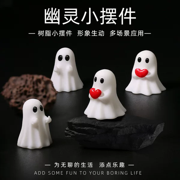 Cross-Border Creative Halloween Ghost Decoration Resin Craft Cute Cartoon Mini Micro Landscape Gift DIY Ornaments