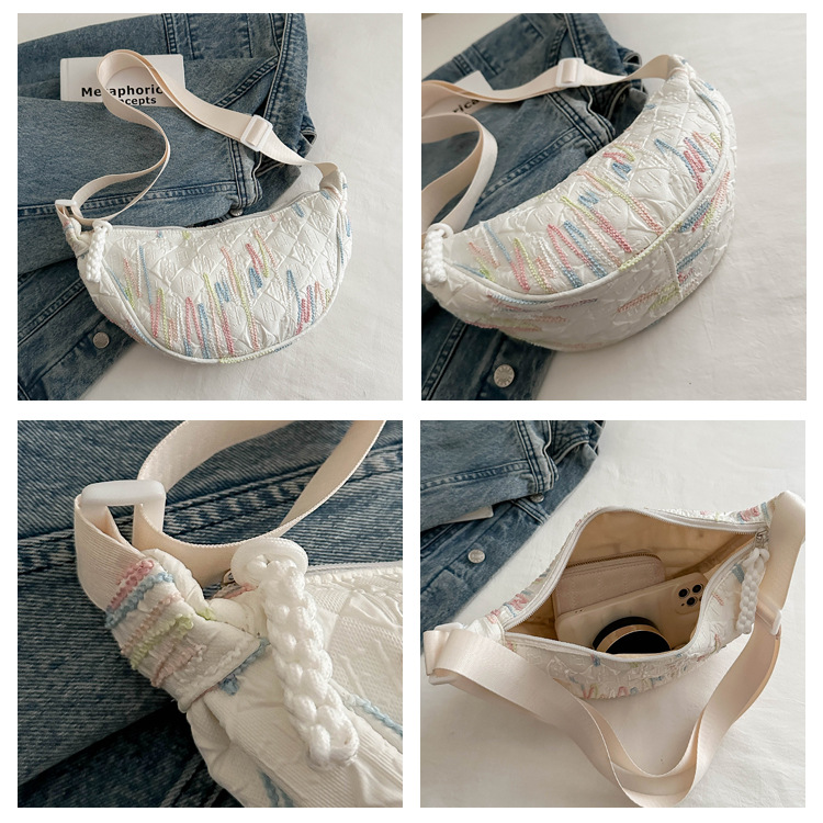 The new 2024 fashionable canvas versatile dumpling bag, a simple and stylish single-shoulder bag for commuting ladies with a high level of appearance undefined