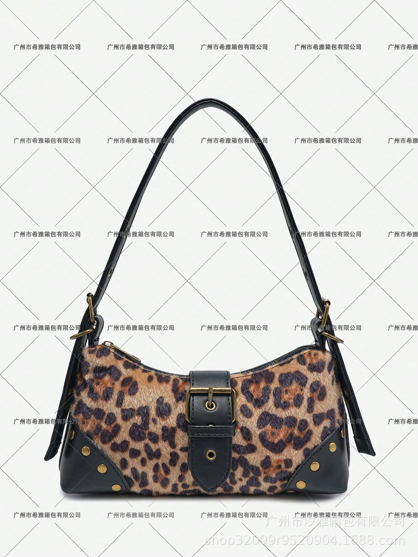 Women’s Vintage Maillard Distressed PU Leather Biker Baguette Underarm Shoulder Bag with Stud and Pin Buckle Detail - Thumbnail 7