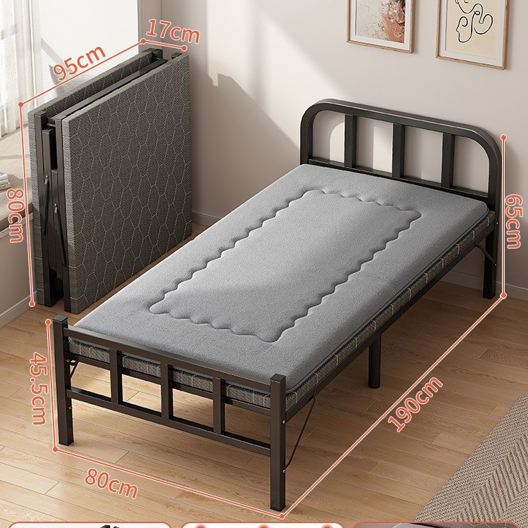 Cama plegable hogar individual cama simple cama supletoria 1,2 m reforzado almuerzo cama pequeña casa de alquiler adulto placa dura cama de hierro