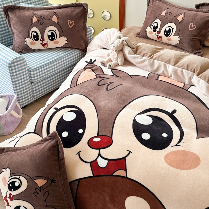2025年新款牛奶绒四件套秋冬卡通大版牛奶绒床单被套四件套批发