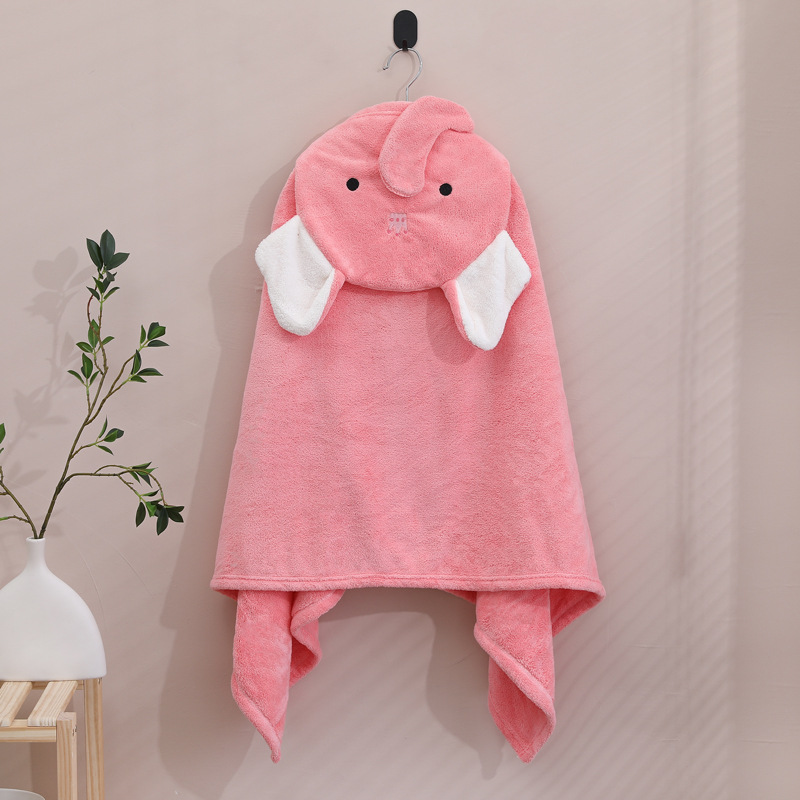 Coral fleece bebé usable Toalla de baño con capucha de dibujos animados capa de los niños Albornoz suave absorbente edredón infantil Toalla de baño