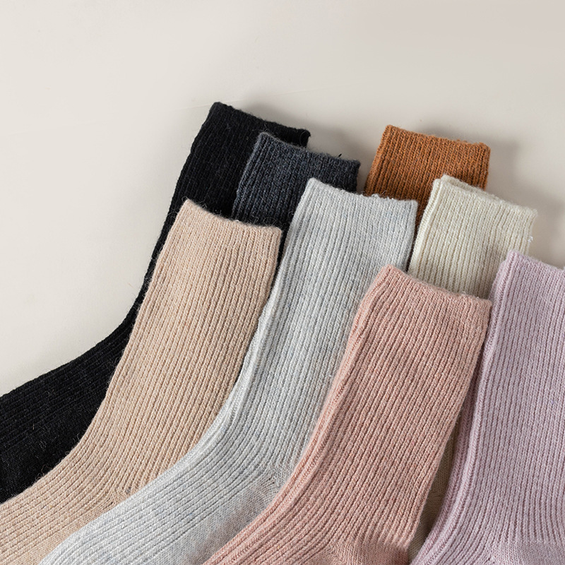 Nya höst- och vinterstrumpor för kvinnor i ull, enfärgade, matchande, mittbussstrumpor för kvinnor, svettabsorberande, andningsbara, kashmirstrumpor, vintervarma strumpor_voghion.com