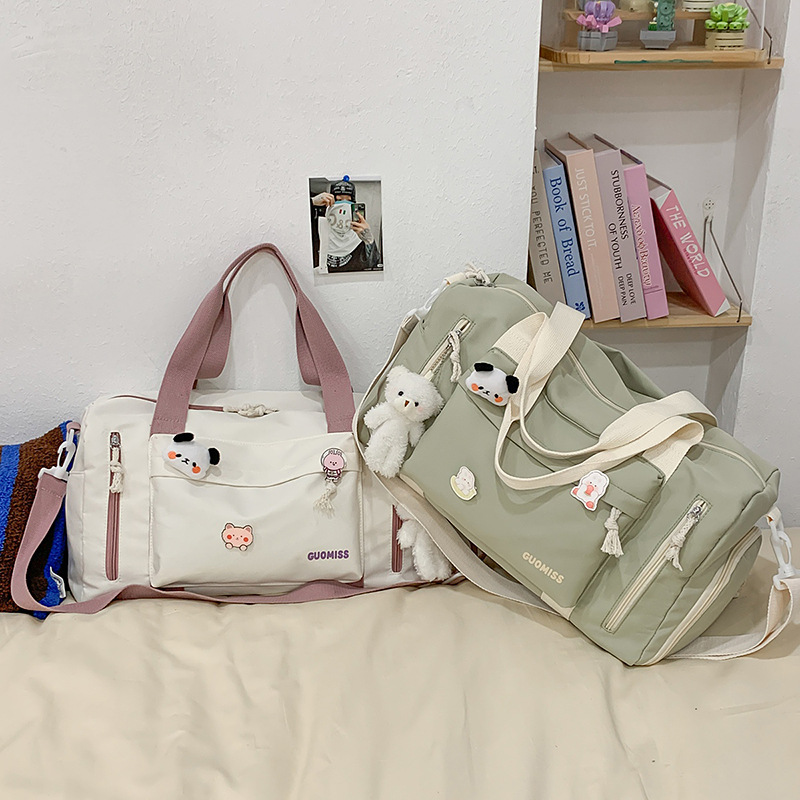 Cute Fashion Handheld Travel Nylon Thickened Durable Women's Yoga Training With Shoe Compartment Short Trip Luggage Bag_voghion.com