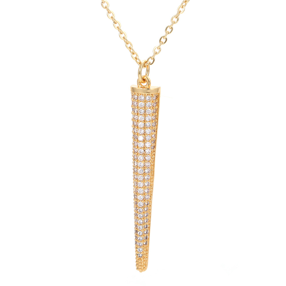 6g Weight Simple Fashion Long Pendant Geometric Inlaid Zircon Copper Necklace