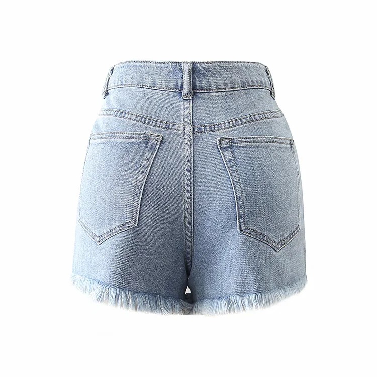 Raw-edged high-waisted denim shorts  NSHS29343