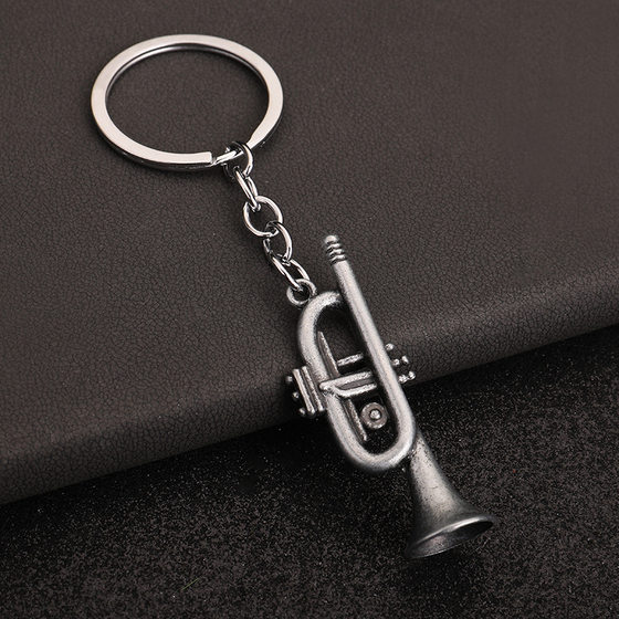Cross-border wholesale mini musical instrument miniature toy saxophone mini metal key ring pendant music gift
