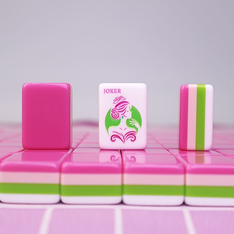 (In-Stock Direct Shipping) Rose Red Double Tiger Four-Layer American-Style Portable Mahjong Set, Four-Layer Acrylic Foreign Mahjong