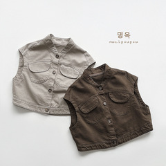 Korean-style boys' and girls' workwear vest 2024 spring new arrivals children's casual sun-protective waistcoat trendy children's clothing wholesale