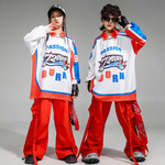 儿童街舞潮服男童红色burn嘻哈舞蹈服装少儿hiphop套装女童演出服