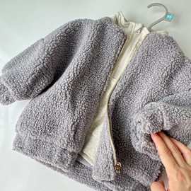 出口童装尾货外贸秋冬季儿童摇粒绒外套拉链衫休闲韩版棉衣