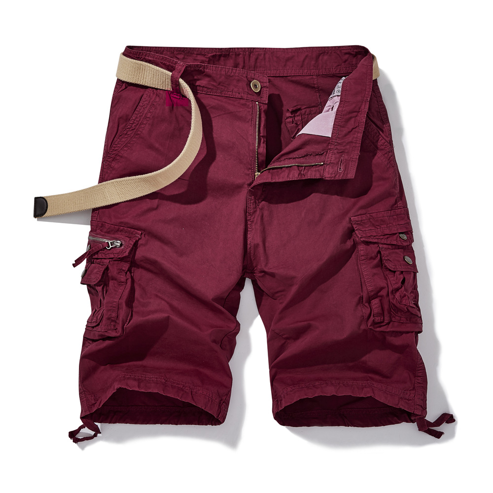 Pantalones cortos deportivos de verano para hombre, ropa de trabajo de marca a la moda, con múltiples bolsillos, corte holgado, talla grande, pantalones cortos informales de longitud media, estilo fino.