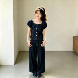 女童2026新款夏套装大童女装儿童夏季薄款牛仔衣服女孩巨好看夏装