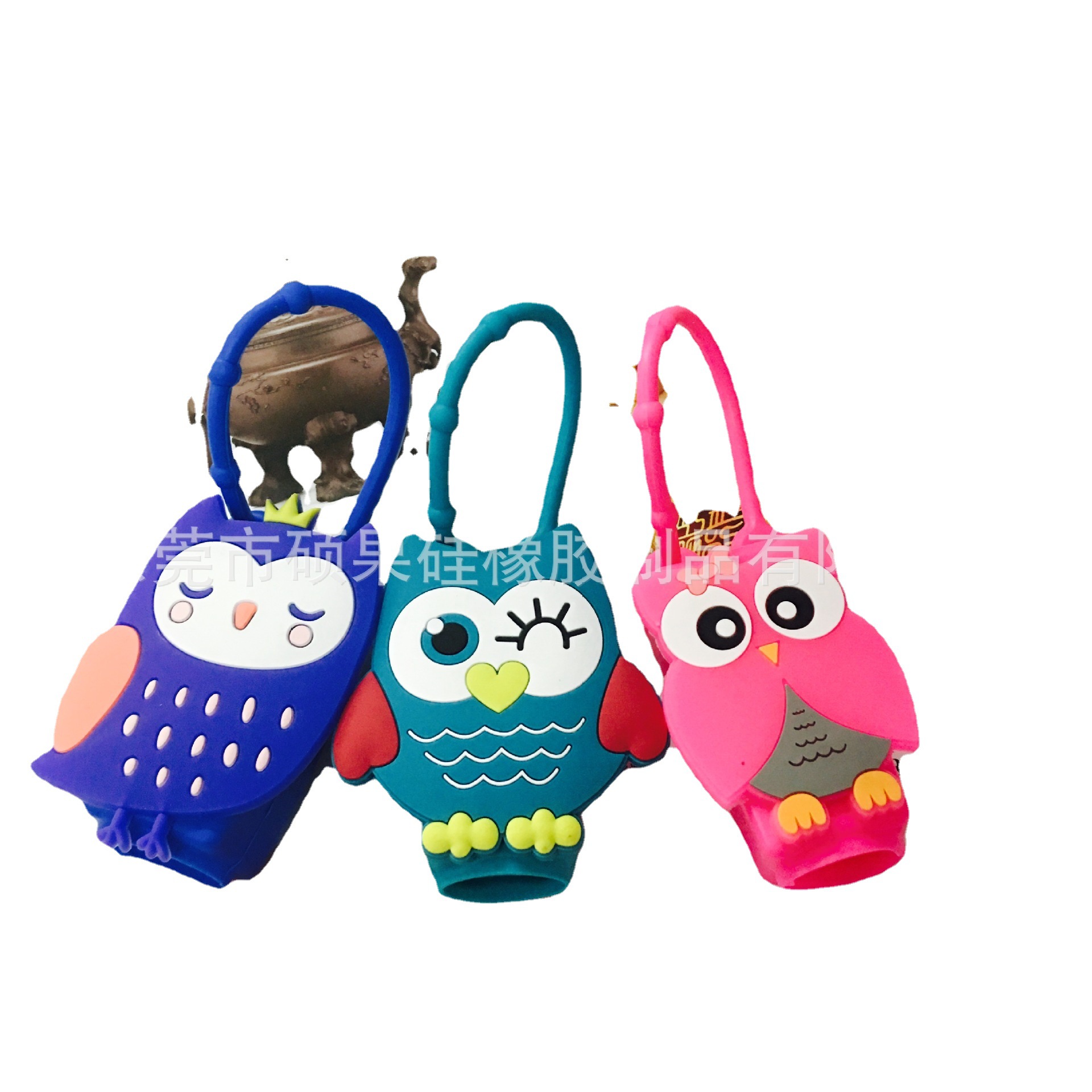 PVC卡通硅胶套 猫头鹰洗手液硅胶瓶套 洗手液硅胶瓶套 PVC配件