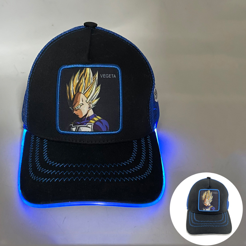 LED dibujos animados Dragon Ball sombrero de red Goku sombrero de béisbol para hombres y mujeres hip hop sombrero luminoso