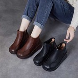 以一 Демисезонные этнические утепленные короткие сапоги на платформе, ботинки, этнический стиль, мягкая подошва