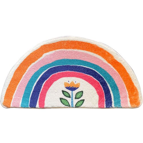 Semi-circular rainbow bathroom entrance floor mat absorbent bathroom door mat bathroom toilet door non-slip foot mat