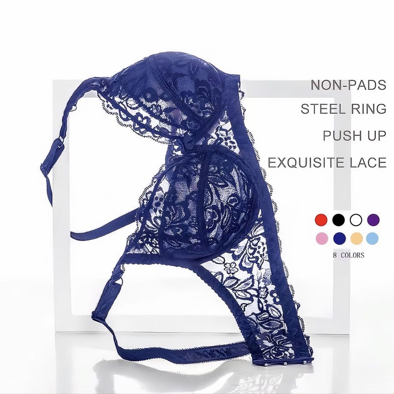 Cross-Border Southeast Asia Tk Hot-Selling Sexy Lace Underwire Bra, Push-Up Ultra-Thin Breathable Comfortable Women's Underwear