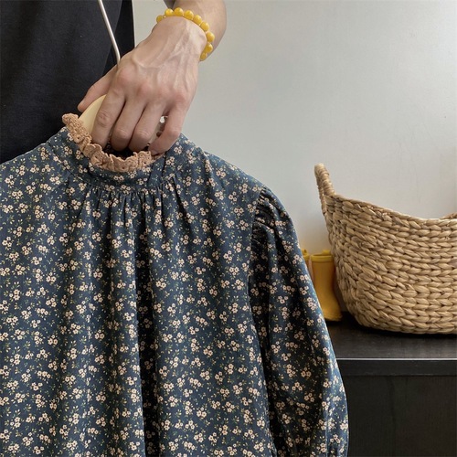 2024 Spring New Girls Floral Dress Comfortable and Breathable Korean Forest Style Children's Princess Dress Puff Sleeve Dress