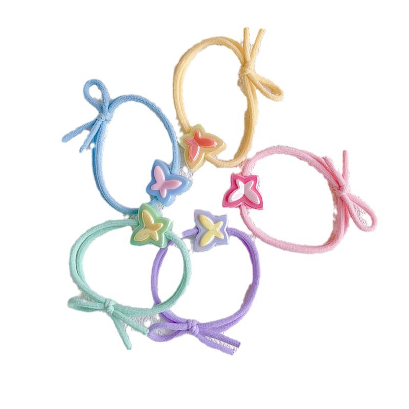 Girls cute candy color colorful double-sided butterfly big hair rope…