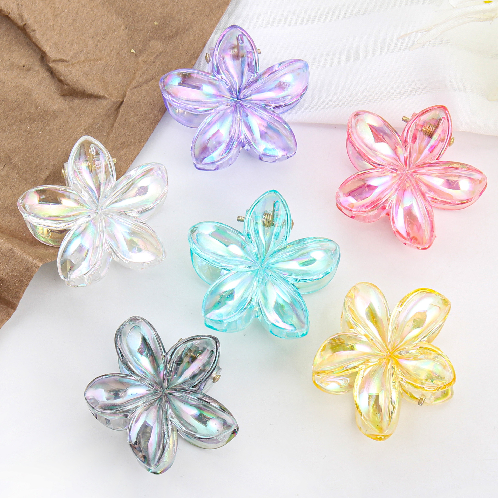 Red huevo flores flores clip para el pelo clip para la cabeza de las mujeres clip para el cabello de tiburón de vacaciones al mar adornamiento para el cabello de alta calidad