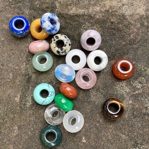 Natural Stone Large Hole Bead Rose Quartz Abacus Beads 8x14mm Hole 5mm Large Scatter Beads Separating Beads DIY Hairpin Bracelet Pendant