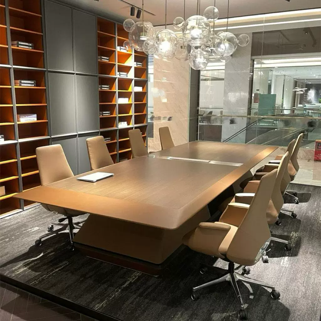 新中式会议桌2025新款接待长桌轻奢高级感洽谈桌简约